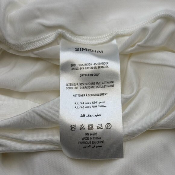🆕 SIMKHAI 🧿 NWOT Acacia Draped Ruched Jersey Midi Dress, Ivory - Sz S - Picture 15 of 15